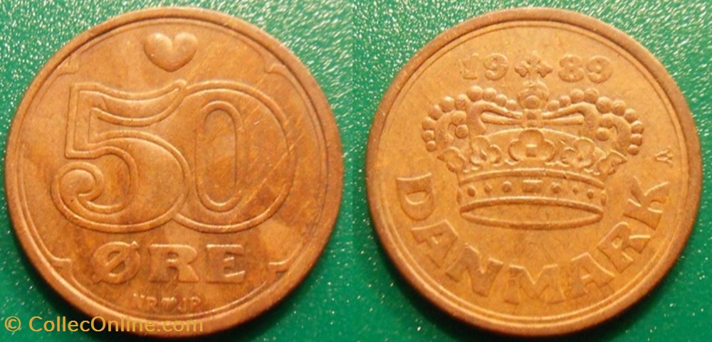 50 Ore 1989 monnaie monde danemark 50 ore 1989