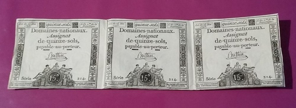 Assignats triples de quinze sols billets europe france assignats triples de quinze sols