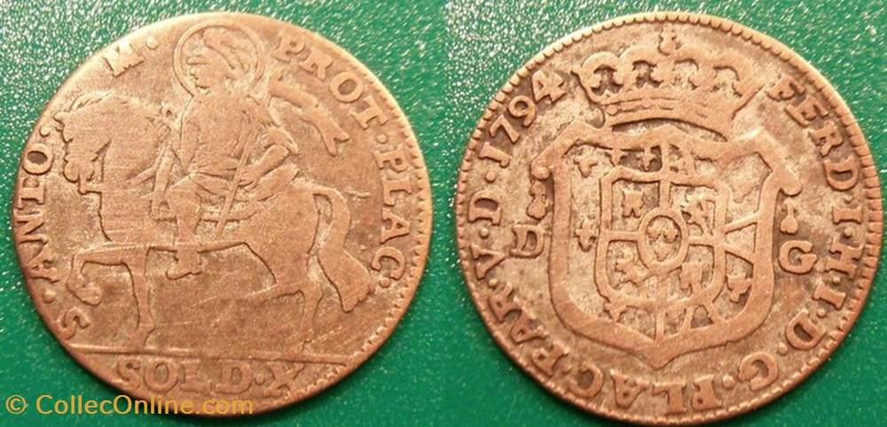 Italie Duché de Plaisance 10 Soldi 1794 monnaies monde italie duche de plaisance 10 soldi 1794