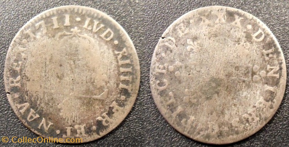 H1 Louis XIV - XXX Deniers aux 2 L couronnés 1711 D Lyon monnaies europe medievale france royales h1 louis xiv xxx deniers aux 2 l couronnes 1711 d lyon