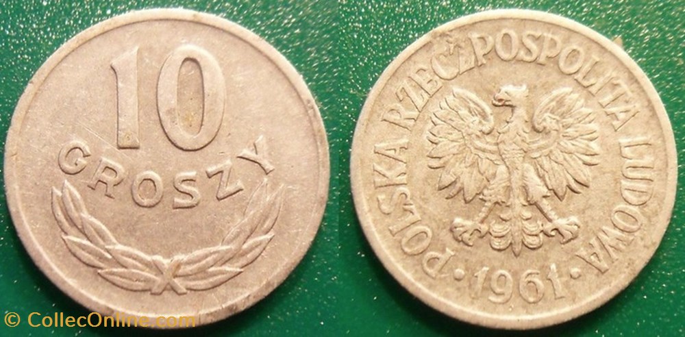 10 Groszy 1961 monnaie monde pologne 10 groszy 1961