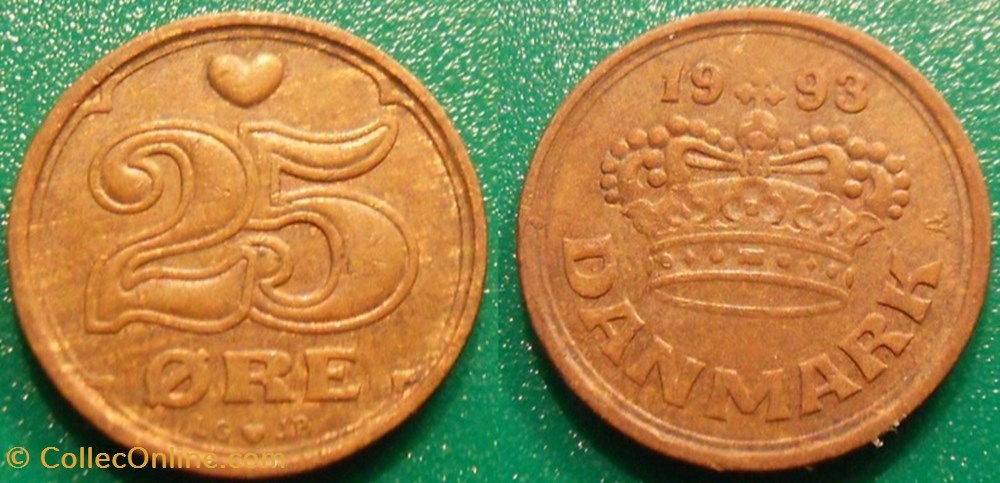monnaie monde danemark 25 ore 1993