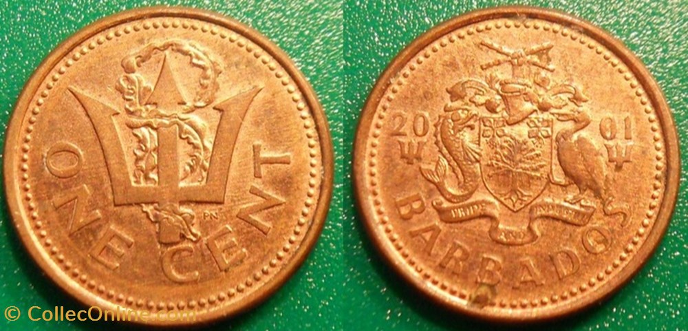 1 Cent 2001 monnaie monde barbade 1 cent 2001
