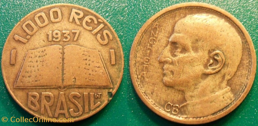 1000 Réis 1937 monnaie monde bresil 1000 reis 1937