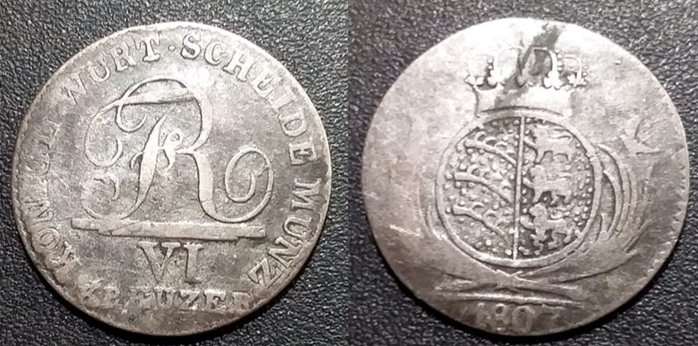 Allemagne Wurtemberg 6 Kreuser 1807 Frédéric 1 er monnaies monde allemagne wurtemberg 6 kreuser 1807 frederic 1 er