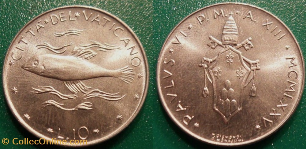 10 Lires 1975 Paul VI monnaie monde vatican 10 lires 1975 paul vi