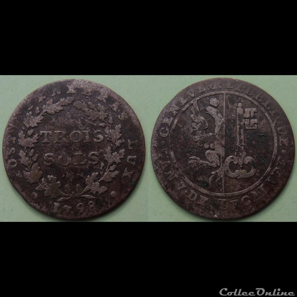 Suisse Genève 3 Sols 1792 monnaie monde suisse geneve 3 sols 1792