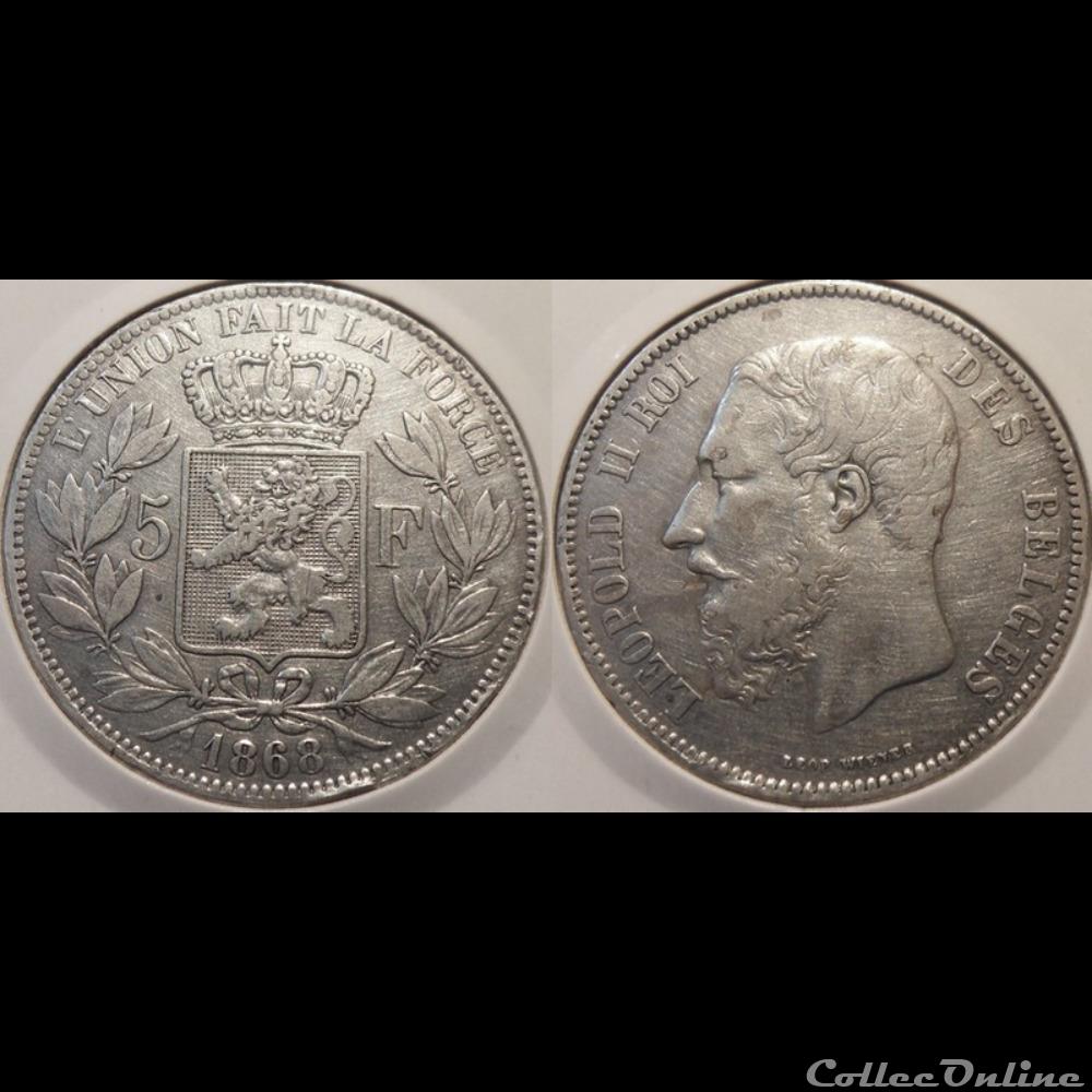 Belgique 5 Franc 1868 Des Belges monnaie france moderne belgique 5 franc 1868 des belges