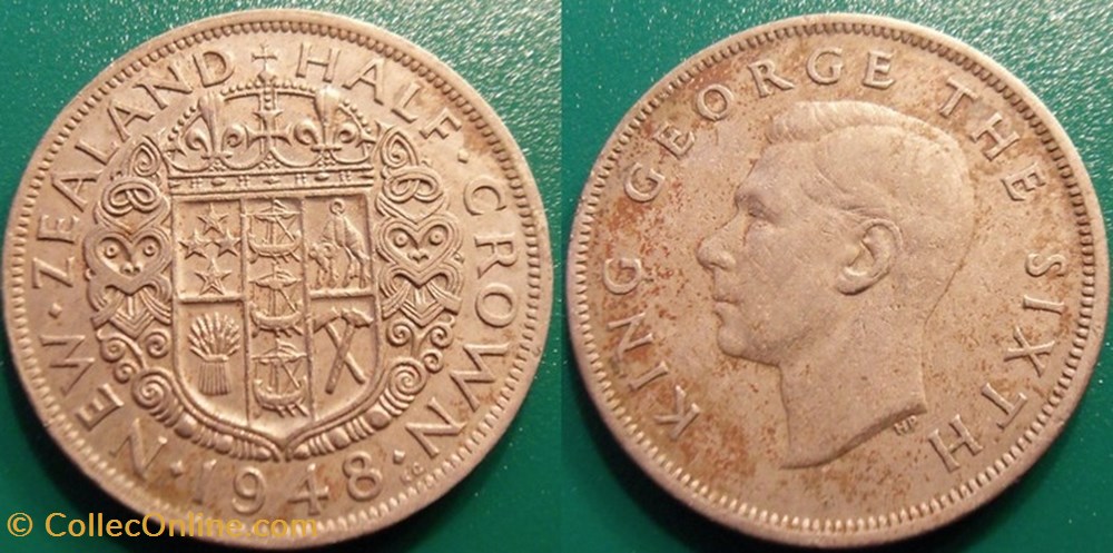1/2 Crown 1948 monnaie monde nouvelle zelande 1 2 crown 1948