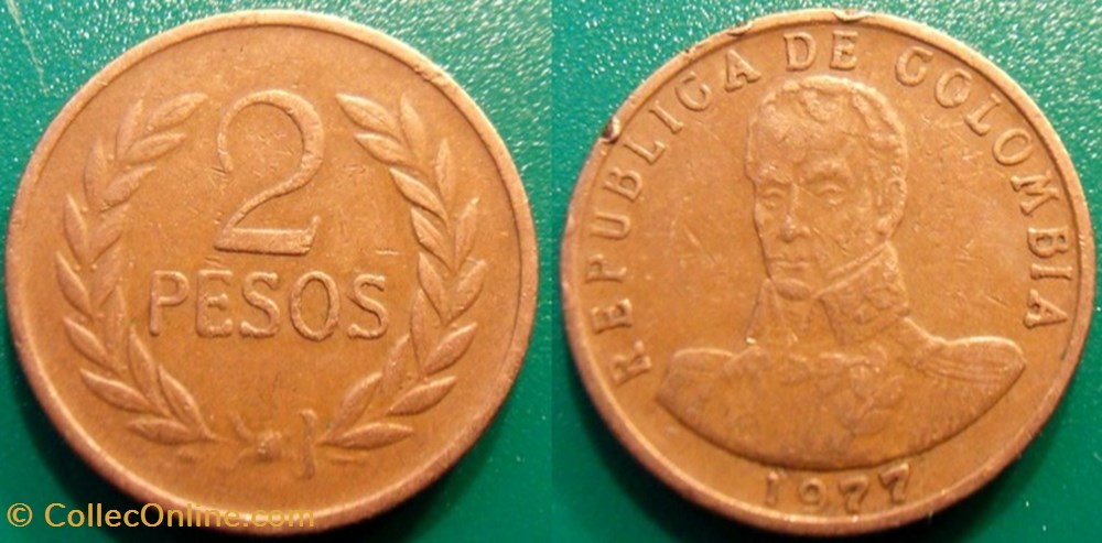 monnaie monde colombie 2 pesos 1977