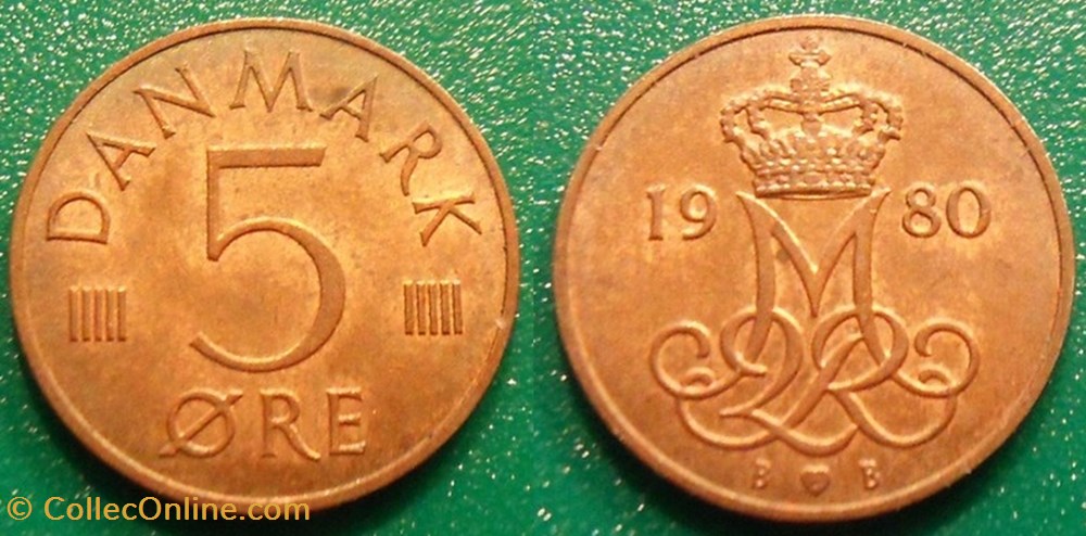 monnaie monde danemark 5 ore 1980