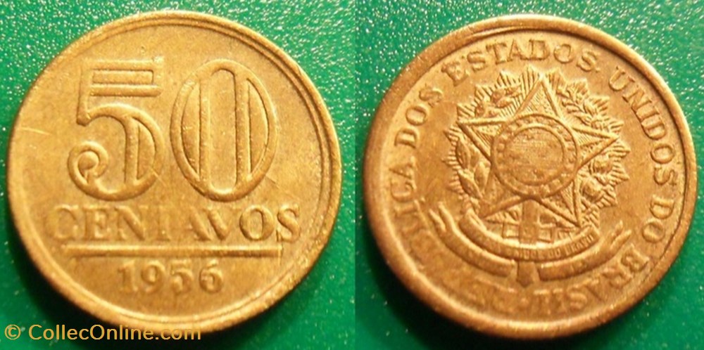 50 Centavos 1956 monnaie monde bresil 50 centavos 1956