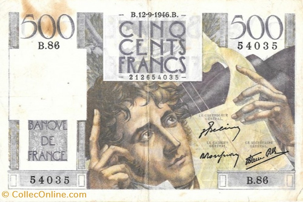 billet europe france 500 francs chateaubriand 1946