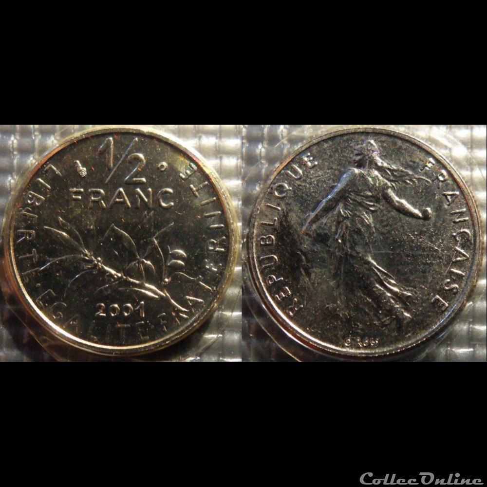 Gl 1/2 franc semeuse 2001 19.5mm 4.5g monnaie france moderne gl 1 2 franc semeuse 2001 19 5mm 4 5g