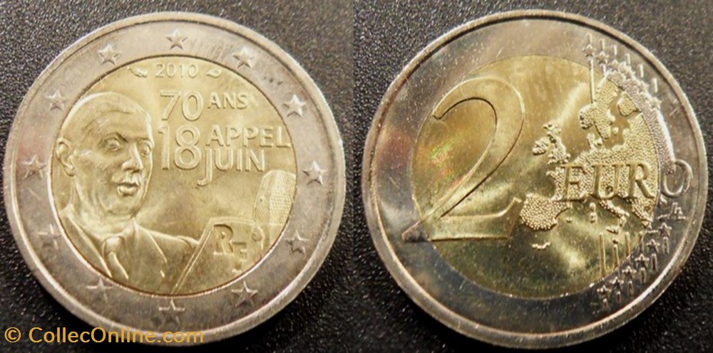 2 Euros 2010 Appel du 18 Juin 1940 monnaies monde france 2 euros 2010 appel du 18 juin 1940