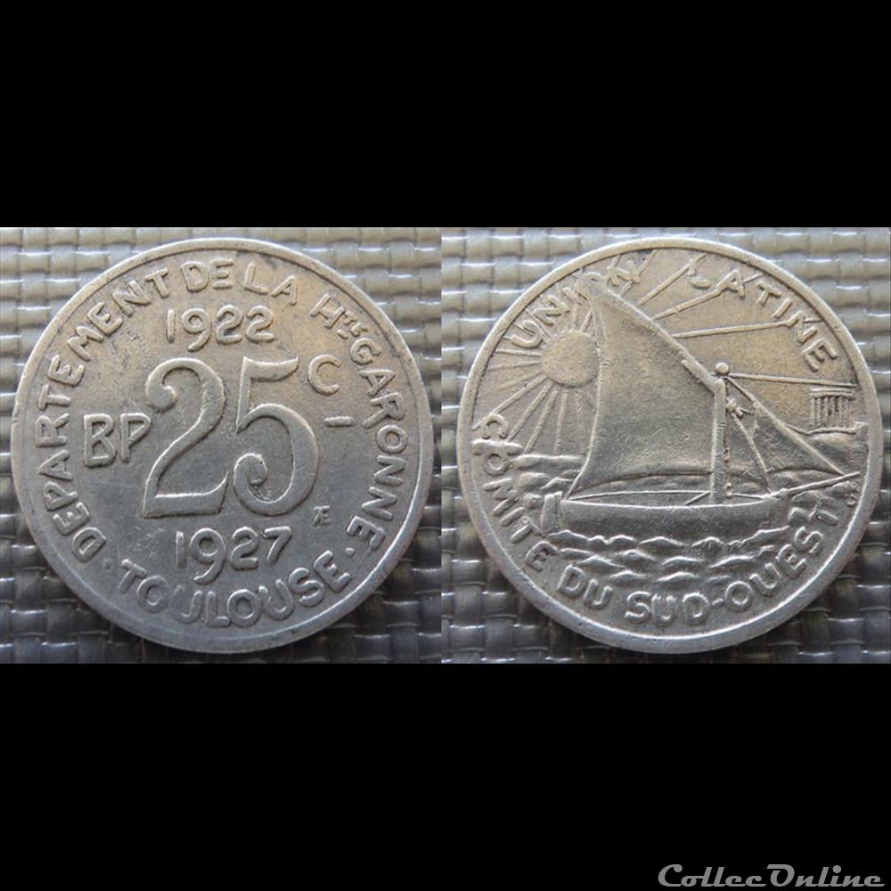 p- MN Toulouse 25 C. 1922-1927 Al Elie:15.3 monnaies paranumismatique jetons poids p mn toulouse 25 c 1922 1927 al elie 15 3