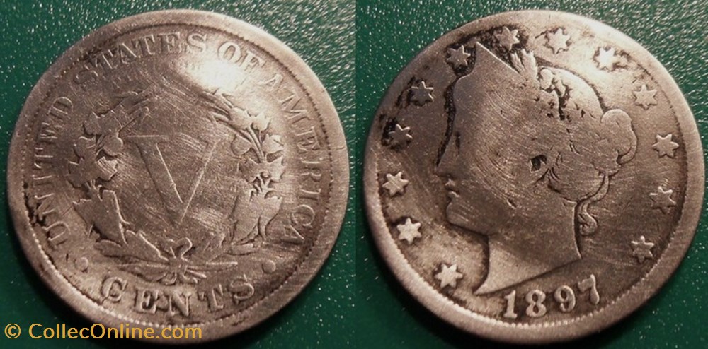 USA 5 Cents 1897 monnaie monde etat uni usa 5 cents 1897