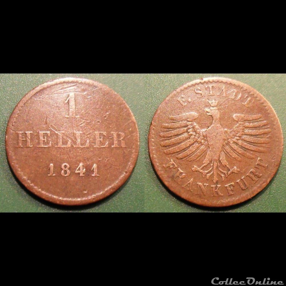 Allemagne Francfort 1 Heller 1841 monnaie monde allemagne francfort 1 heller 1841