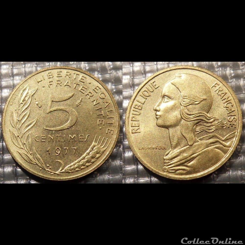 Cf 5 centimes Marianne 1977 17mm 2g monnaie france moderne cf 5 centimes marianne 1977 17mm 2g