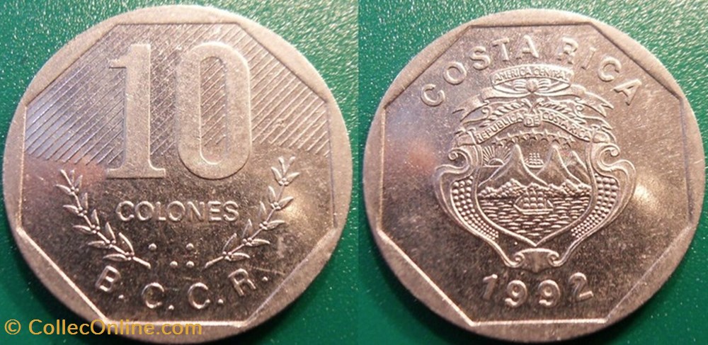 monnaie monde costum rica 10 colones 1992
