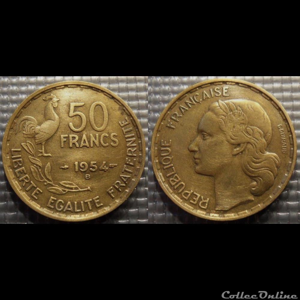 monnaie france moderne na 50 francs guiraud 1954 b 27mm 8g
