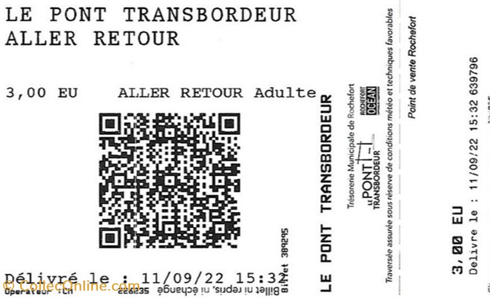 documents anciens tickets entree rochefort le pont transbordeur