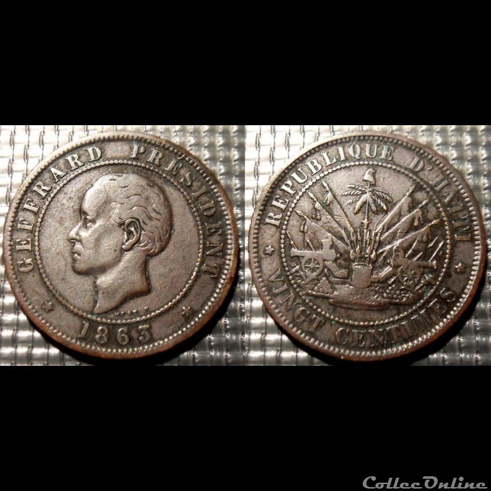 Haïti 20 centimes 1863 monnaies monde haiti 20 centimes 1863