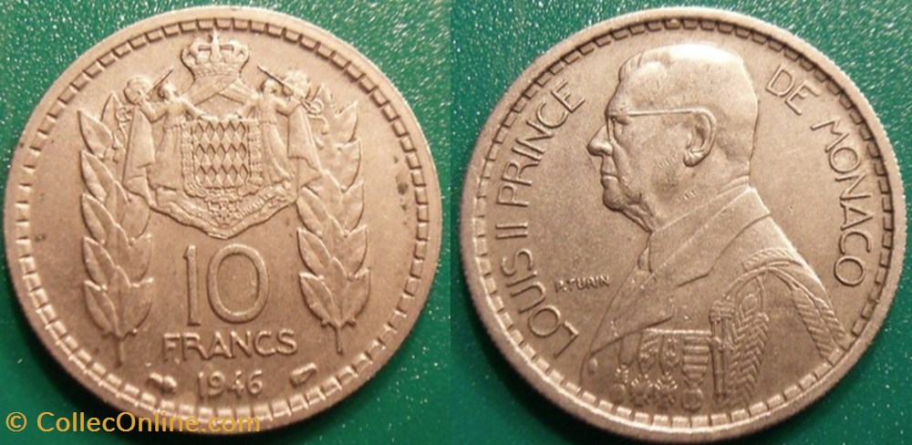 10 Francs 1946 Louis II monnaie monde monaco 10 francs 1946 louis ii