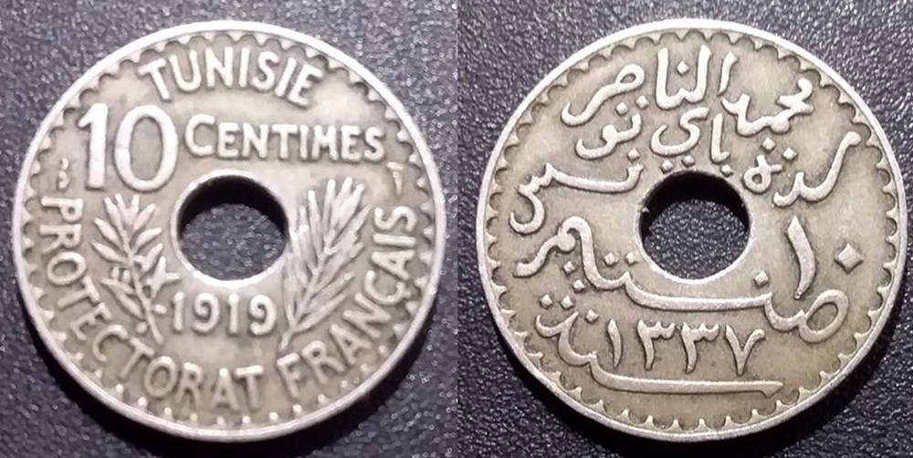 Tunisie 10 Centimes 1919 monnaies colonies francaises tunisie 10 centimes 1919
