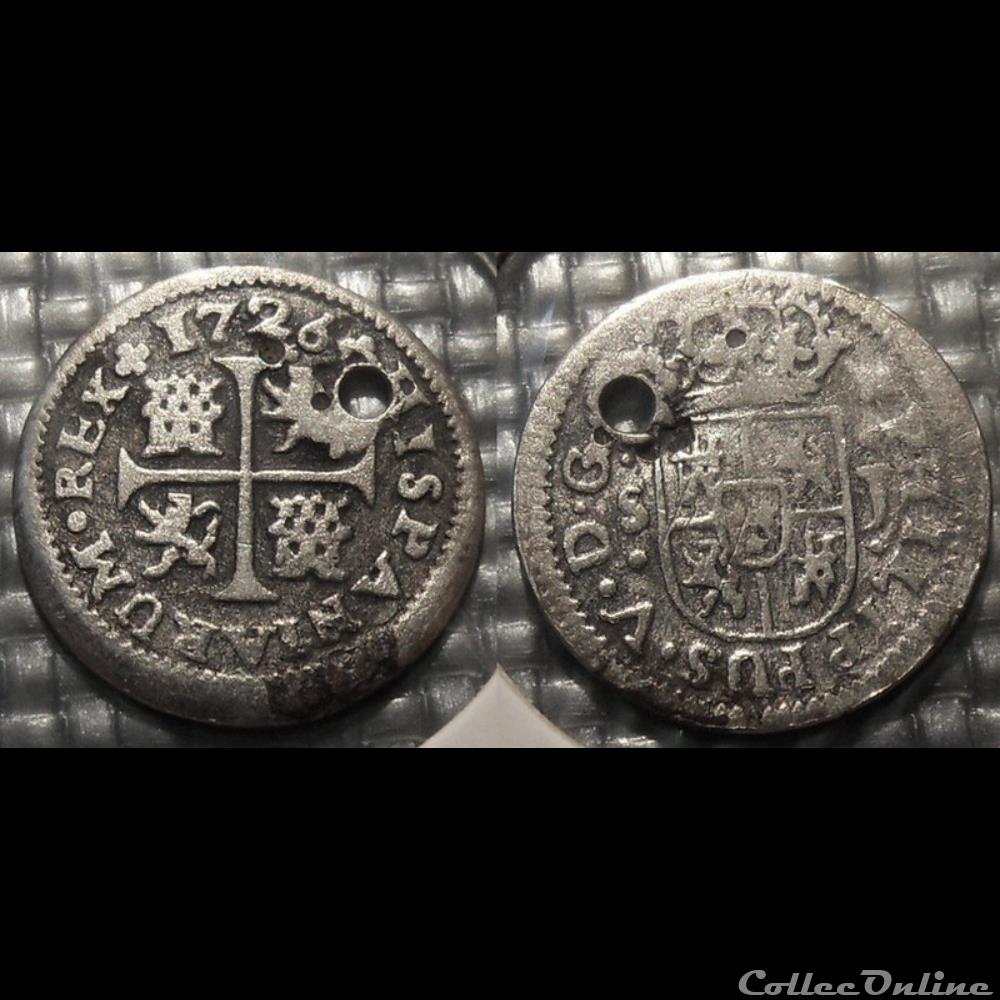 Espagne 1/2 Réal 1726 Séville monnaie france colony espagne 1 2 real 1726 seville