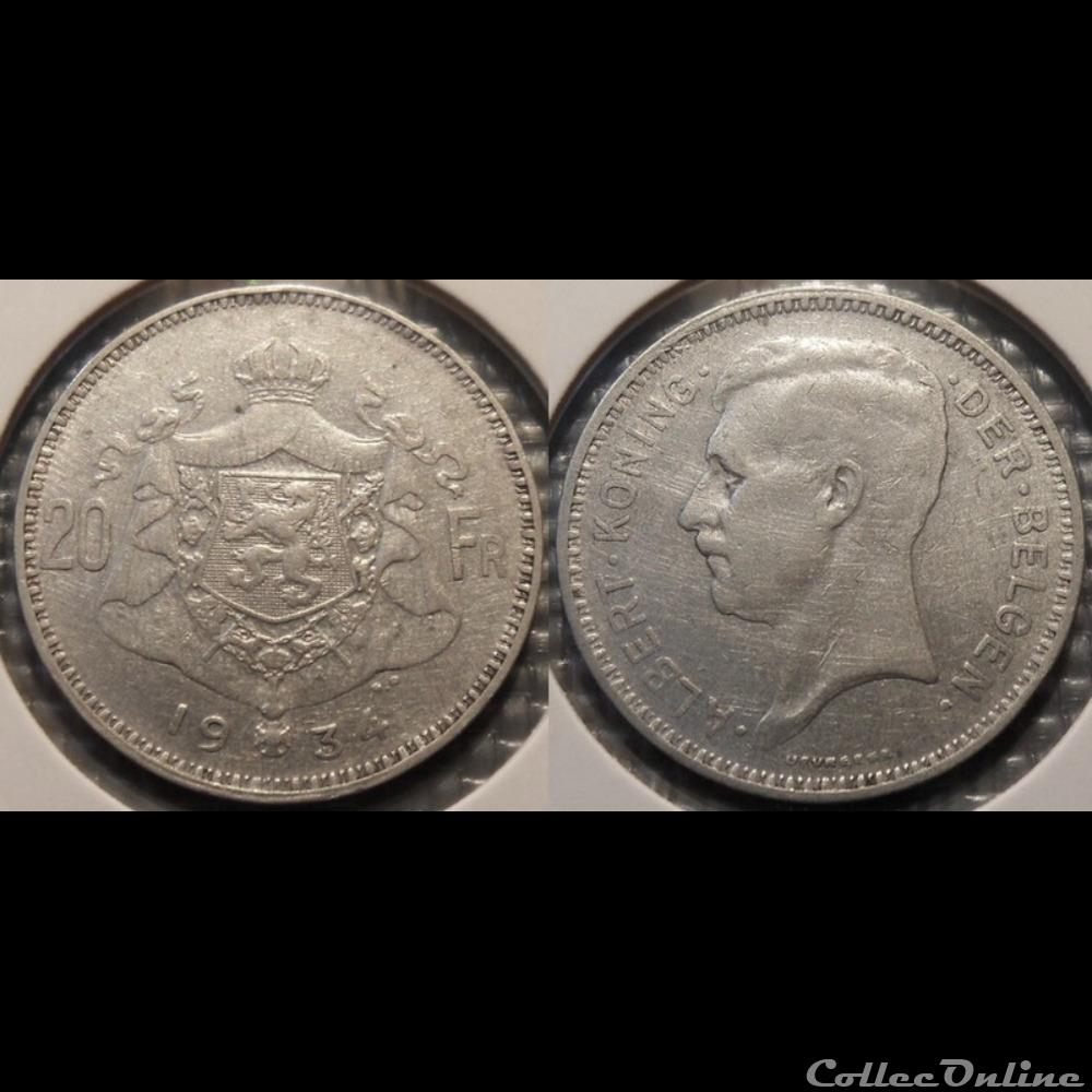 Belgique 20 Franc 1934 Der Belgen monnaie jeton mereaux moderne belgique 20 franc 1934 der belgen