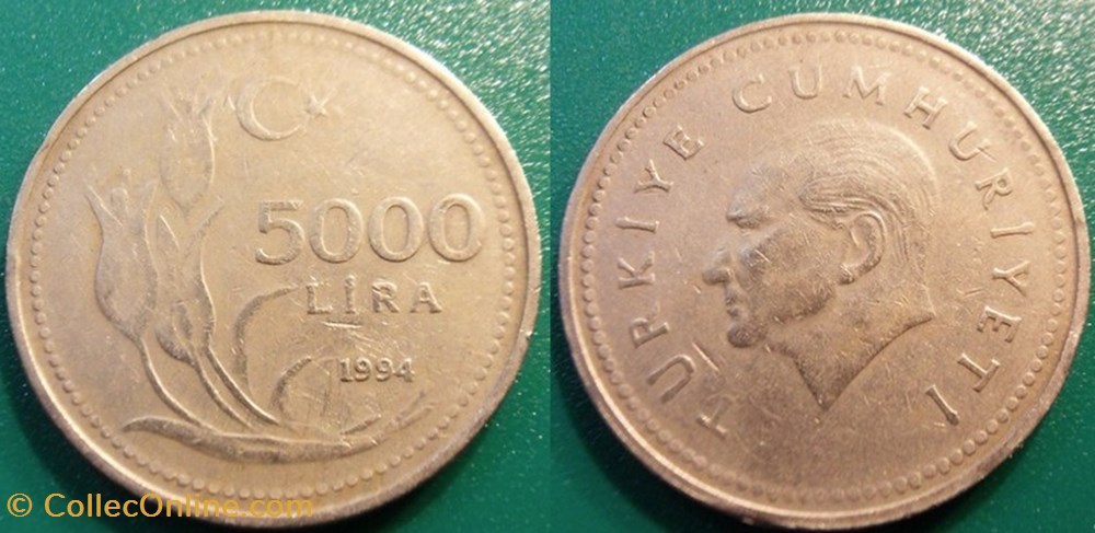 5000 Lira 1994 monnaie monde turquie 5000 lira 1994