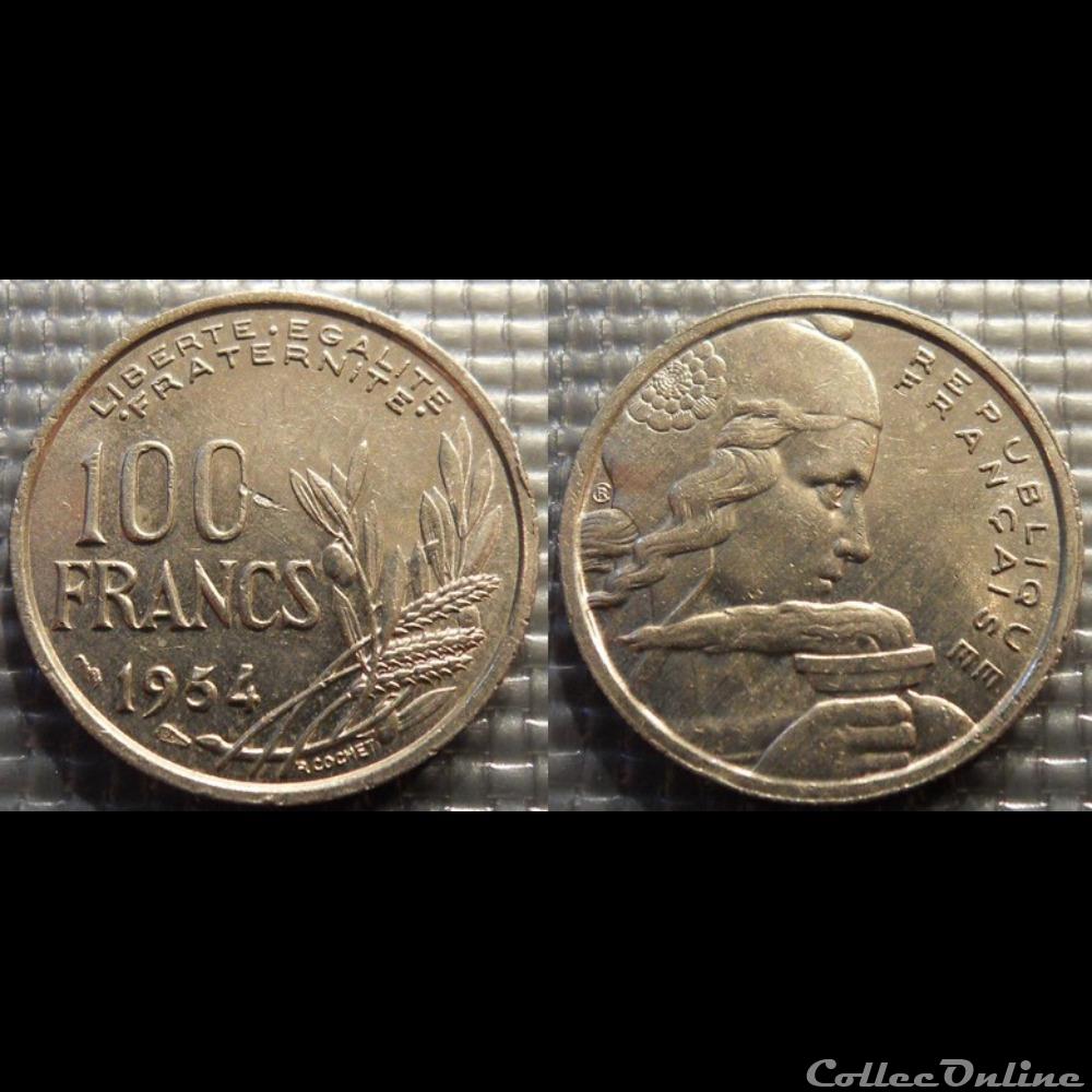 Oa 100 francs Cochet 1954 24mm 6g monnaie france moderne oa 100 francs cochet 1954 24mm 6g