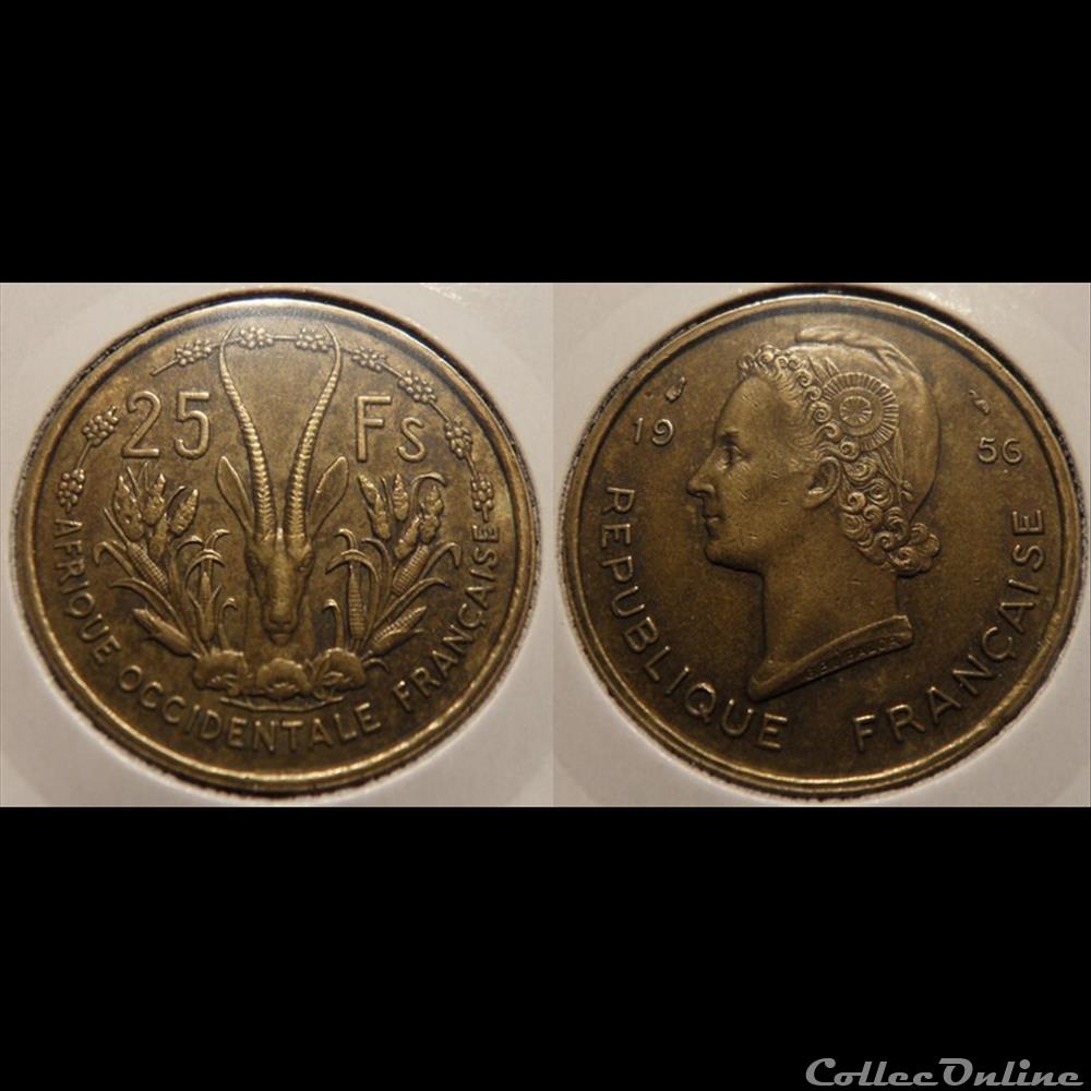 monnaie france colony afrique occidentale francaise union francaise 25 francs 1956