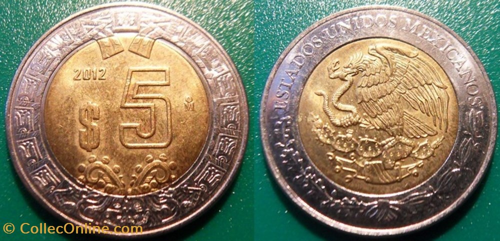 5 Pesos 2012 monnaie monde mexique 5 pesos 2012