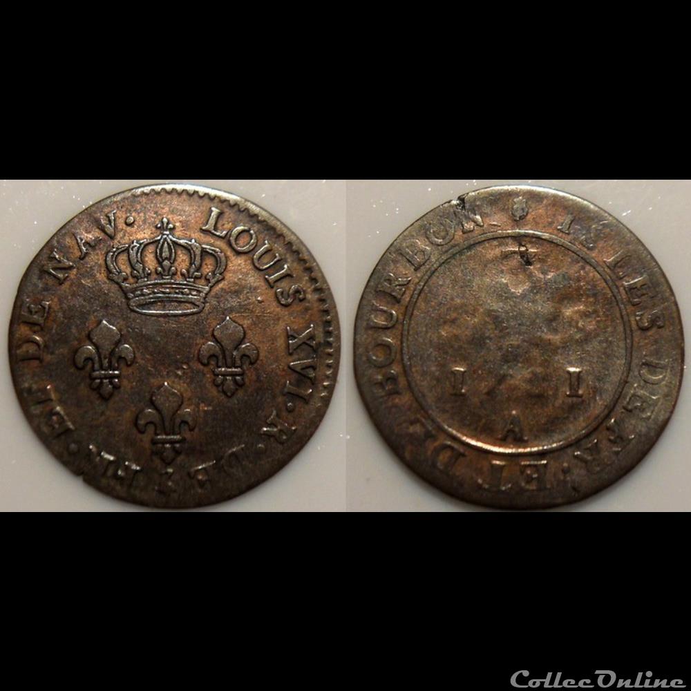 Isles de France et Bourbon 3 sous 1781 A monnaie colony isles de france et bourbon 3 sous 1781 a