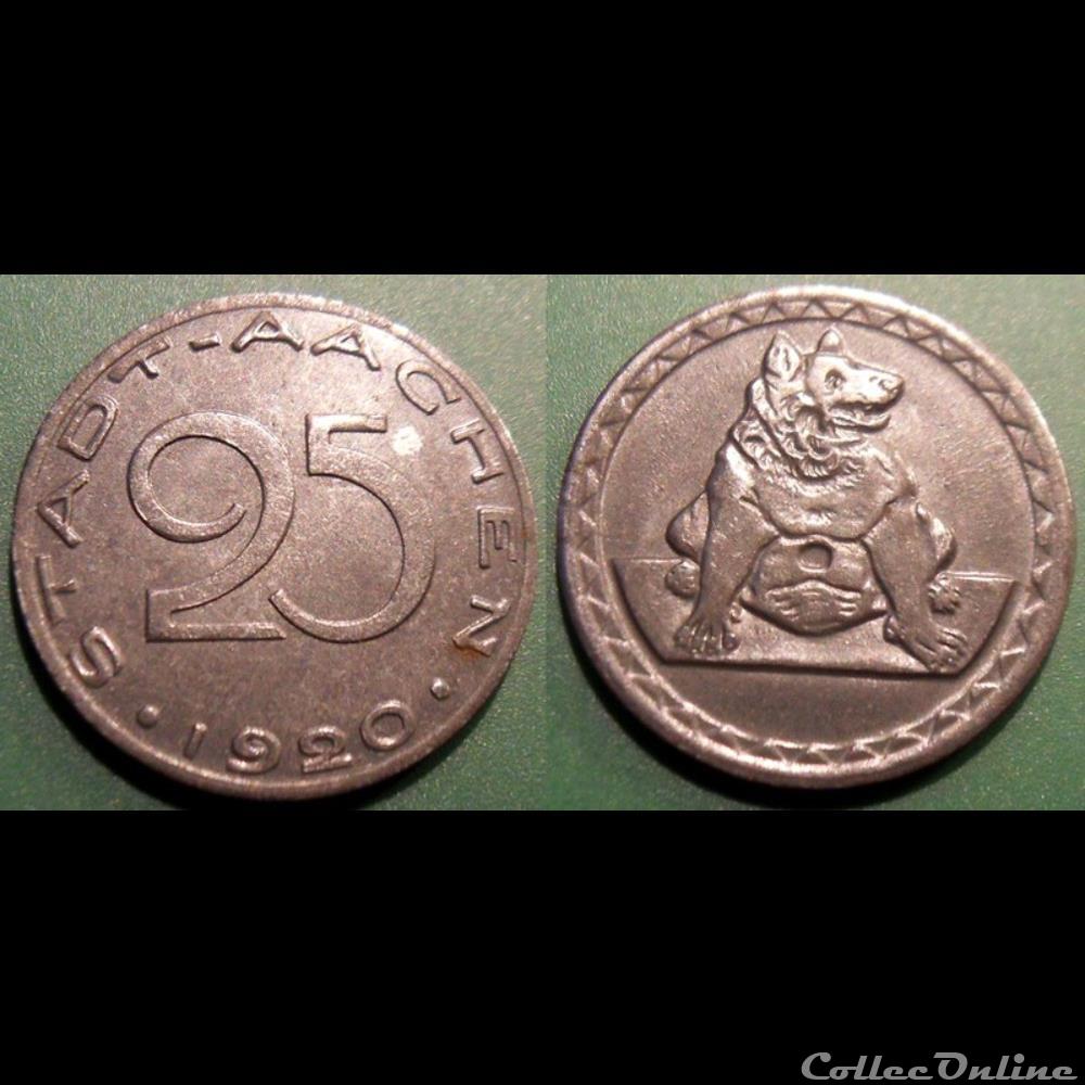 q- MN etr Germany Aachen 25 Pfennig 1920 monnaie jeton mereaux q mn etr germany aachen 25 pfennig 1920