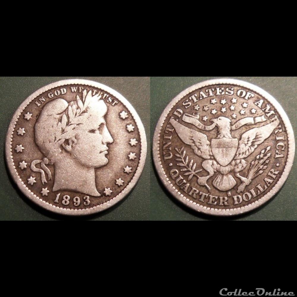 USA 1/4 Dollar 1893 monnaie monde moderne usa 1 4 dollar 1893