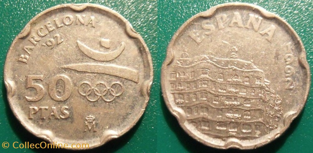 50 Pesetas 1992 Casa Mila Jeux Olympiques de Barcelone 1992 monnaie monde espagne 50 pesetas 1992 casa mila jeux olympiques de barcelone 1992