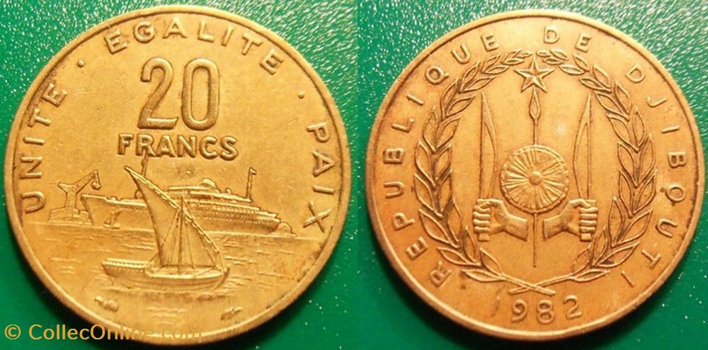 20 Francs 1982 monnaie monde djibouti 20 francs 1982