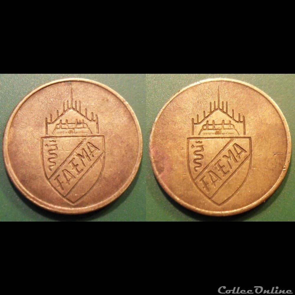 e- J etr Italie FAEMA monnaie jeton mereaux e j etr italie faema