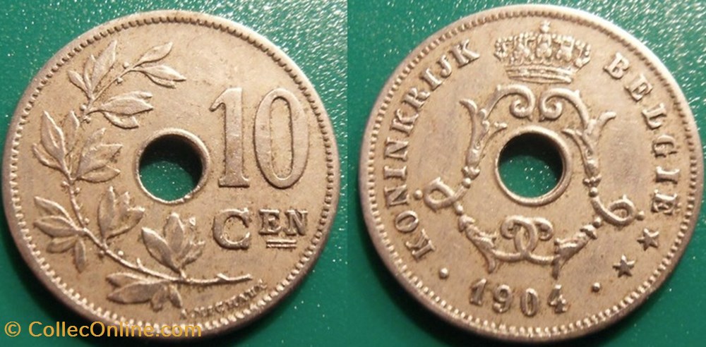monnaie monde belgique 10 centimes 1904 belgie