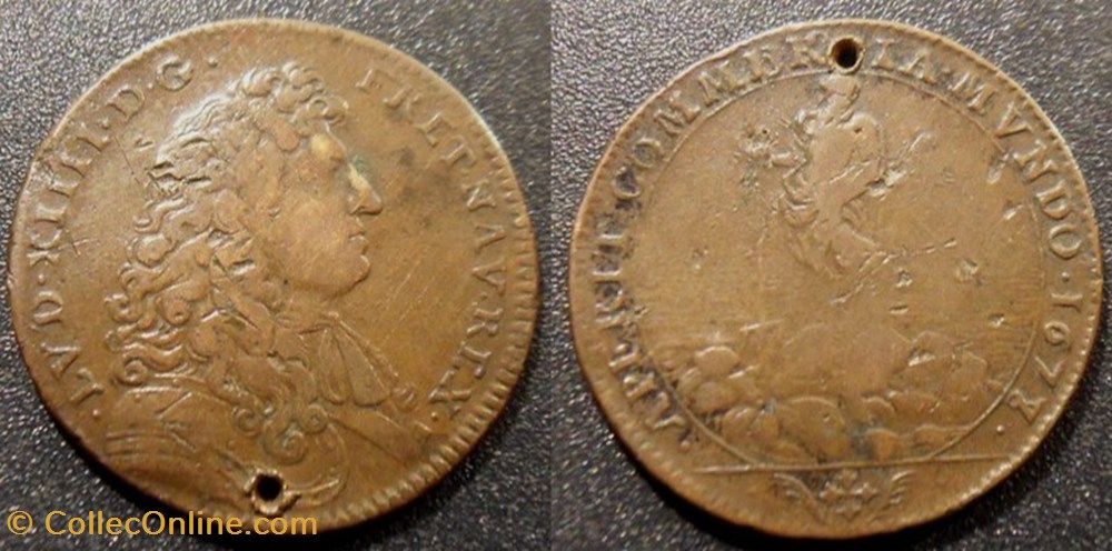 m- Jeton - Louis XIV - Etats du Languedoc - Creusement du Canal des deux Mers 1677 monnaies paranumismatique jetons poids m jeton louis xiv etats du languedoc creusement du canal des deux mers 1677