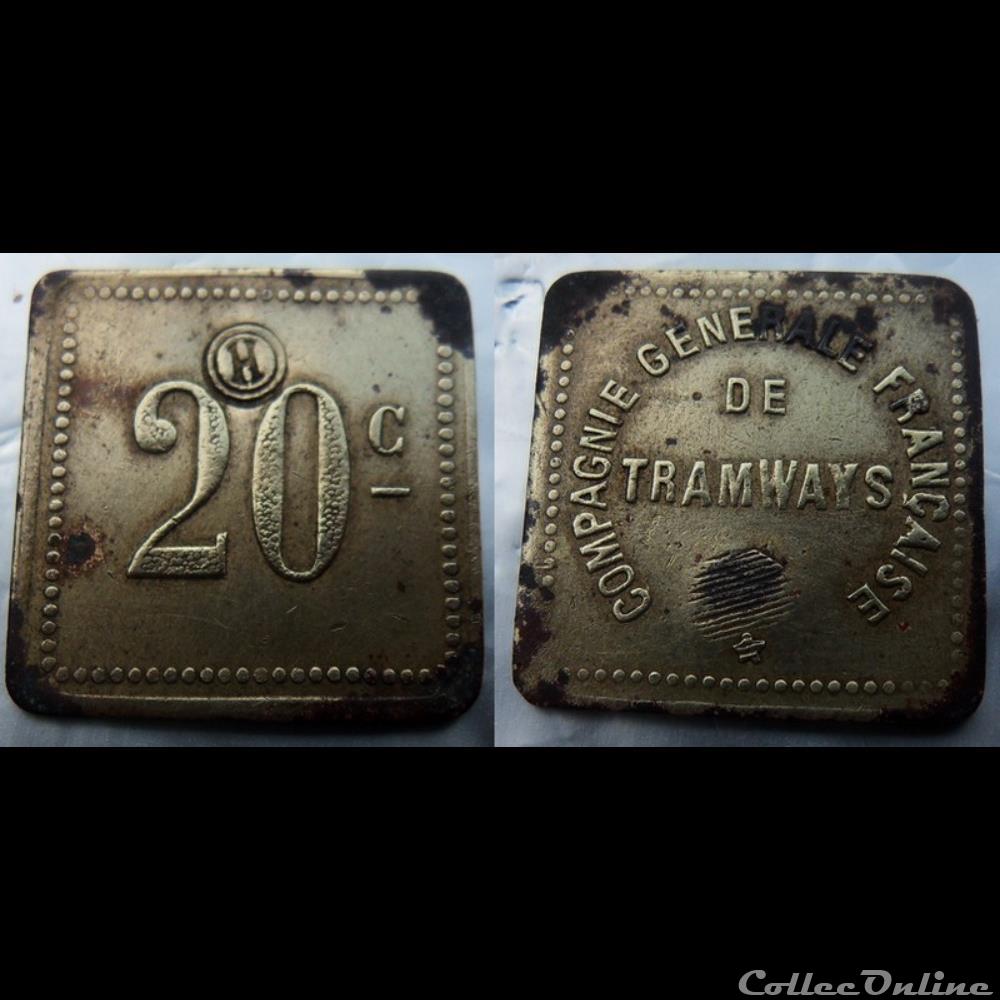p- MN Le Havre 20 C Compagnie Générale Française de Tramways Elie:75.2 monnaies paranumismatique jetons poids p mn le havre 20 c compagnie generale francaise de tramways elie 75 2