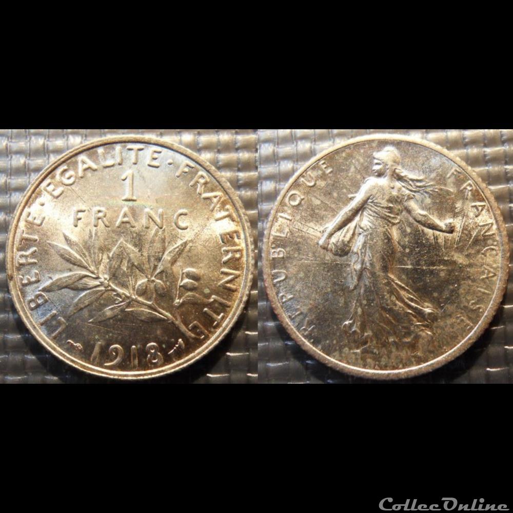 Ha 1 franc Semeuse 1918 23mm 5g monnaie france moderne ha 1 franc semeuse 1918 23mm 5g