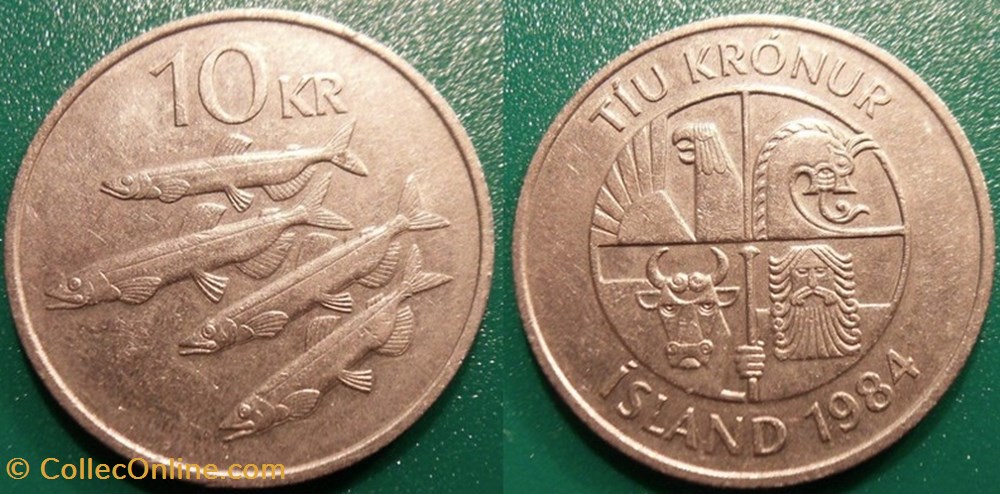 10 Kronur 1984 monnaie monde islande 10 kronur 1984