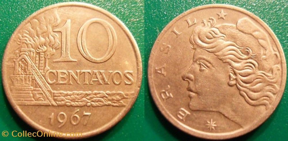 monnaie monde bresil 10 centavos 1967