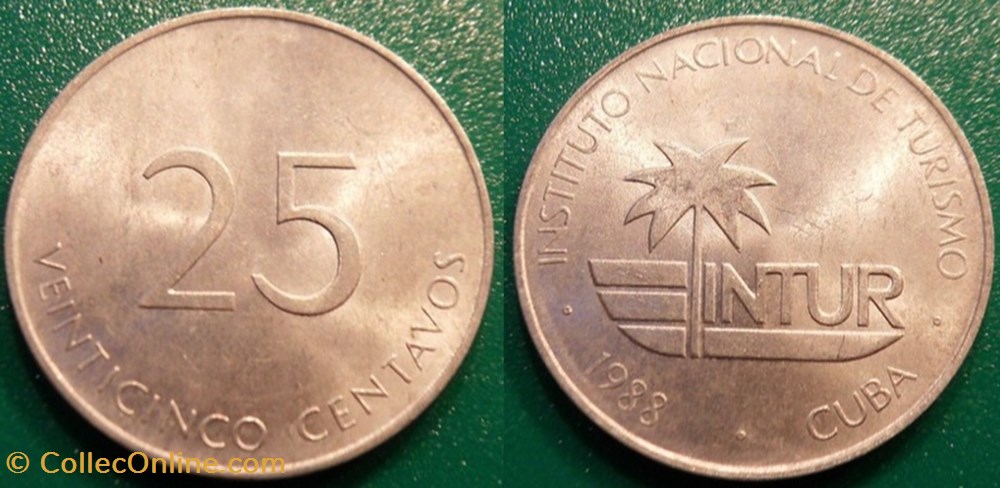 25 Centavos 1988 monnaie monde cuba 25 centavos 1988