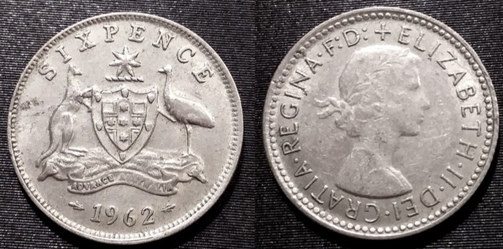 Australie 6 Pence 1962 monnaies australie 6 pence 1962