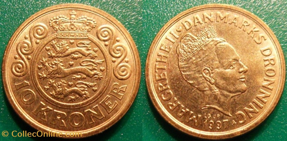 10 Kroner 1997 monnaie monde danemark 10 kroner 1997